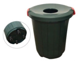Бак для мусора 105л круглый с крышкой, воронка, на 4-х колесах пластиковый/ЭП407622